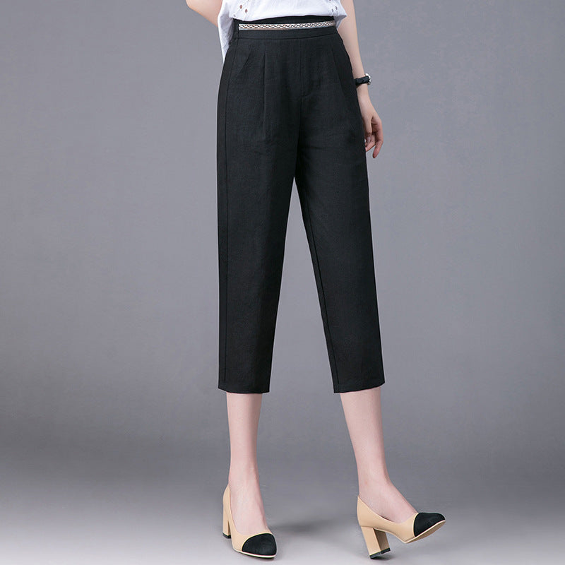 Linen Pants Summer New Loose Harem Pants Women Black
