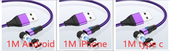 Magnetic Data Cable - Android/iOS/Type-C Purple Set