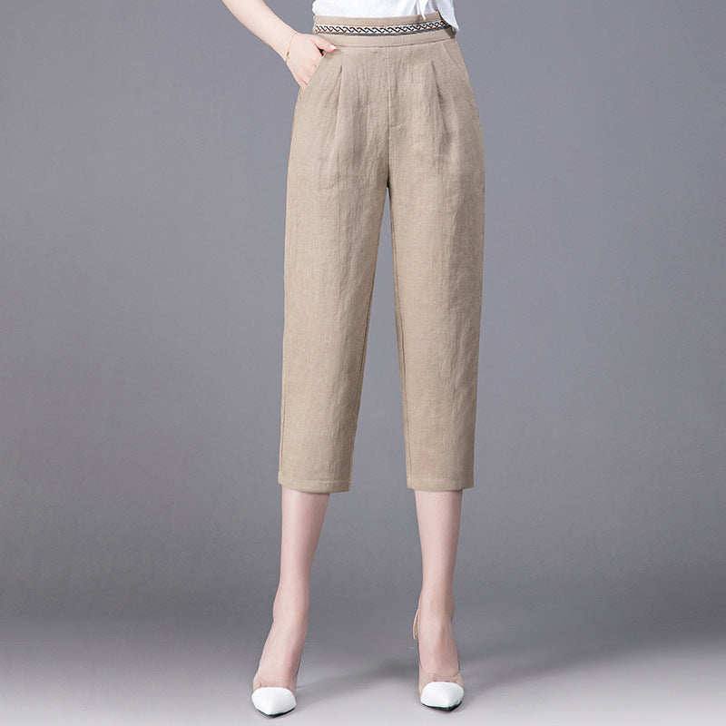 Linen Pants Summer New Loose Harem Pants Women Khaki