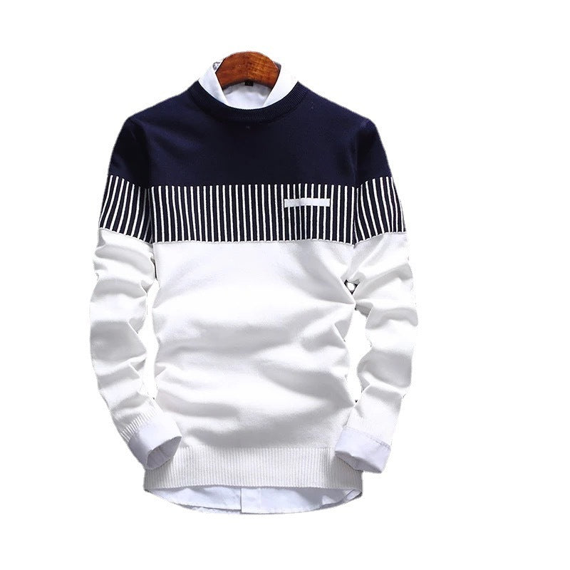 Men's Crew Neck Sweater Pullover Sweater White