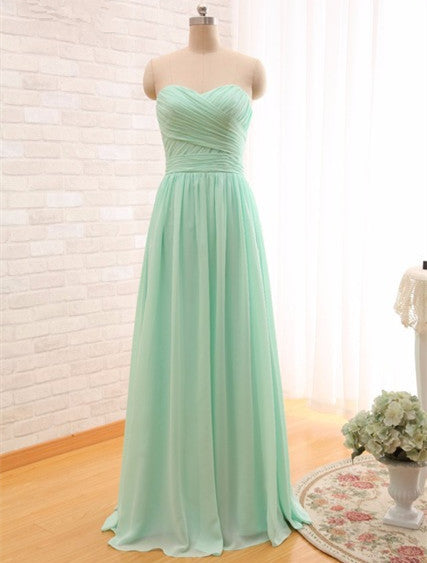 Three styles of bridesmaid dresses Green tube top