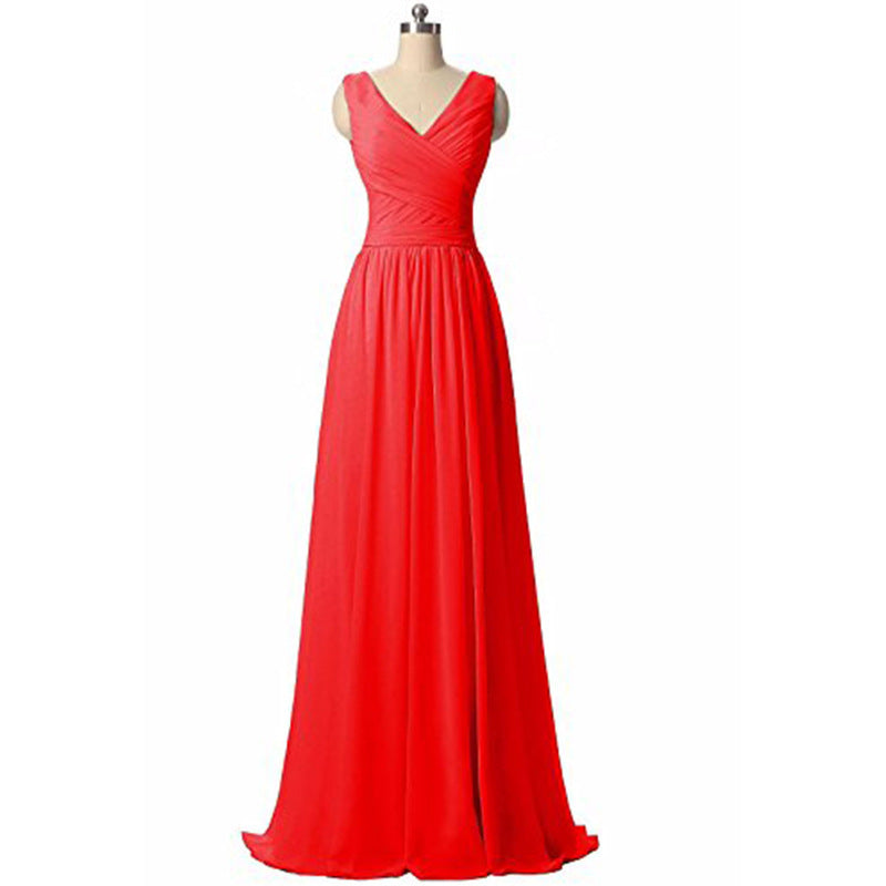 Three styles of bridesmaid dresses Red double shoulder