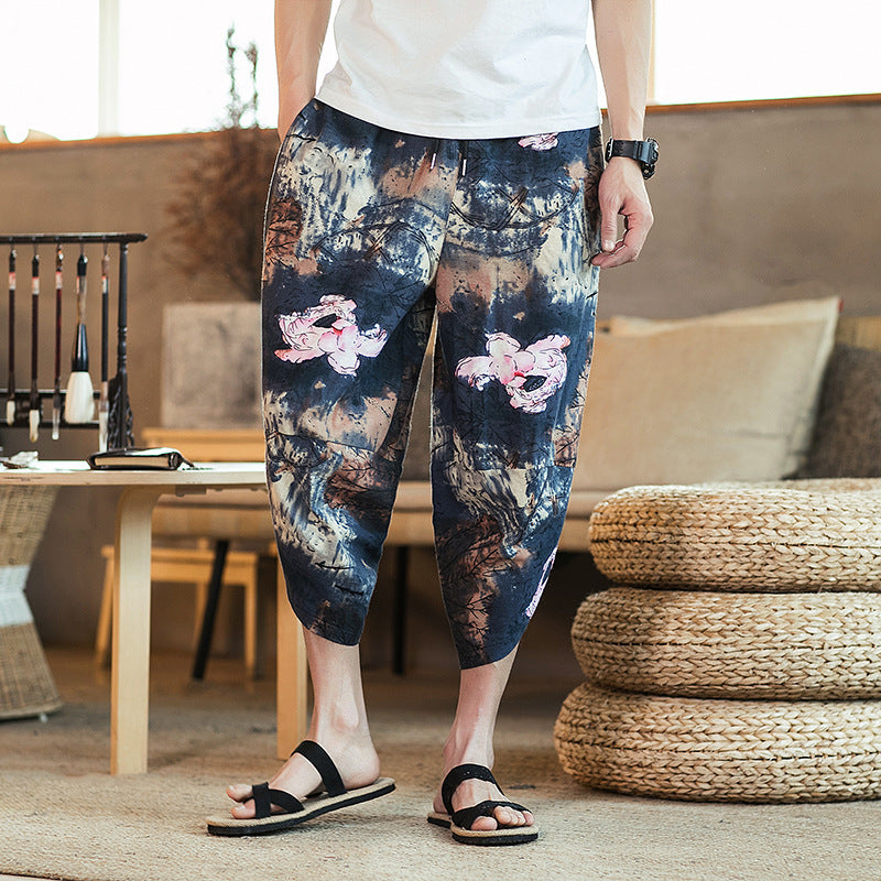 Retro Casual Youth Ethnic Loose Radish Pants Grey
