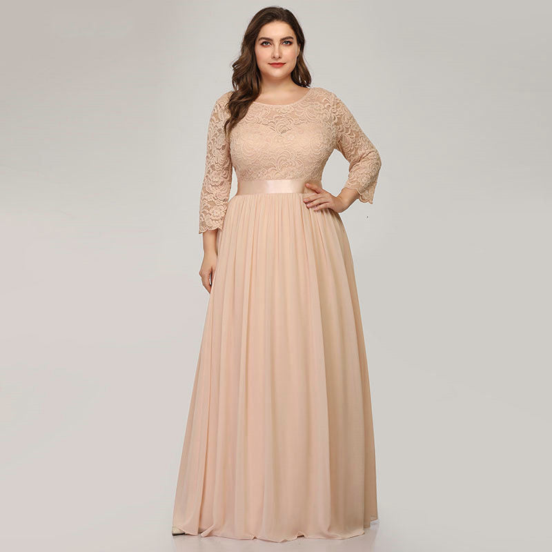 US Ever-Pretty Plus Size Floral Lace Bridesmaid Dresses Long Evening Party Gowns Khaki