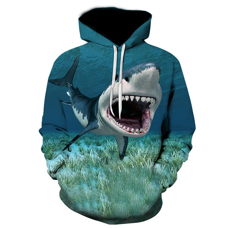 Shark Pullover Loose Hoodie For Men And Women 3 D Hoodies Green