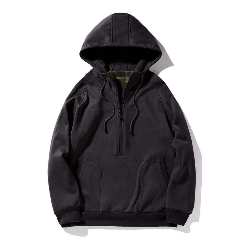 Camouflage Hoodie Loose Color Matching Black
