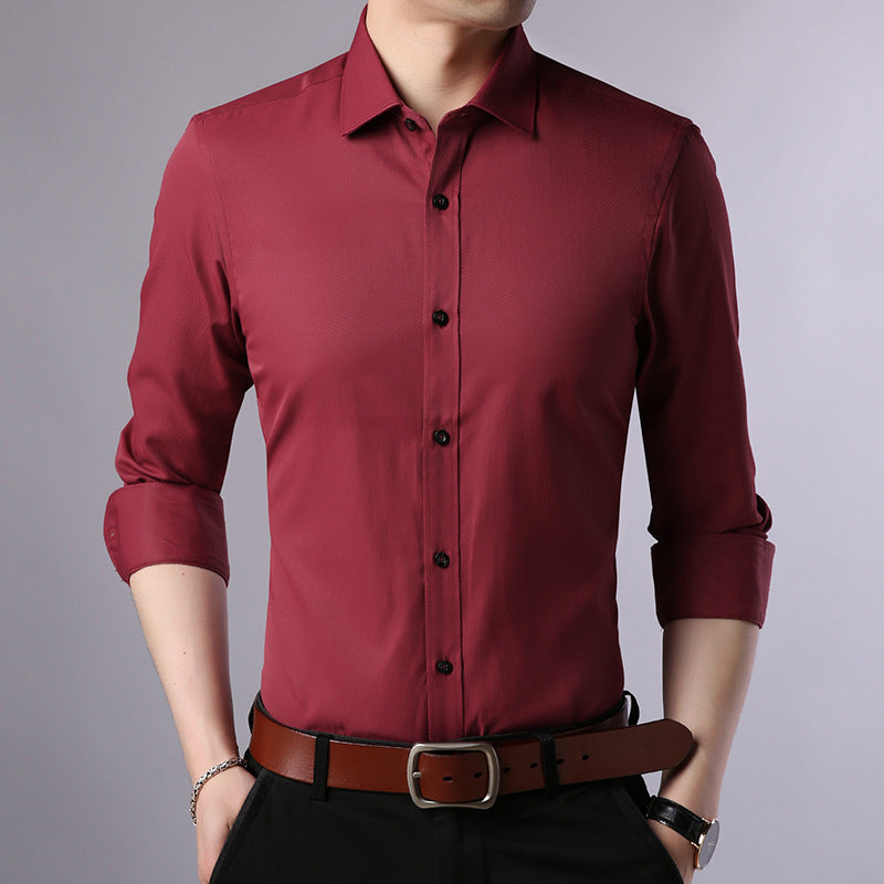 Spring New Men'S Shirts, Casual Cotton Men'S Shirts, Stylish Slim Fit Red