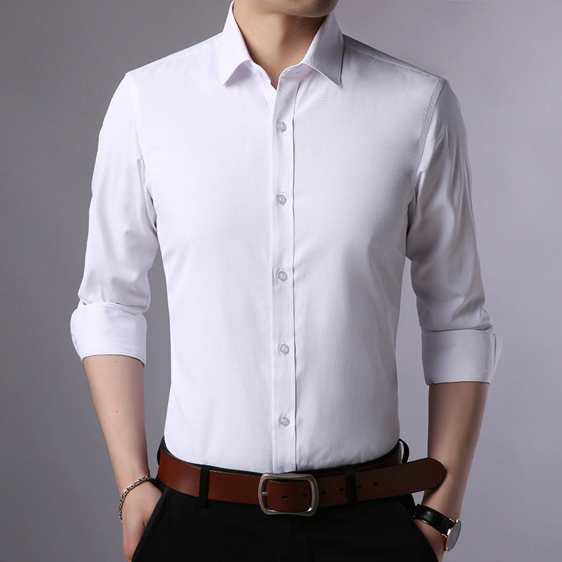 Spring New Men'S Shirts, Casual Cotton Men'S Shirts, Stylish Slim Fit White