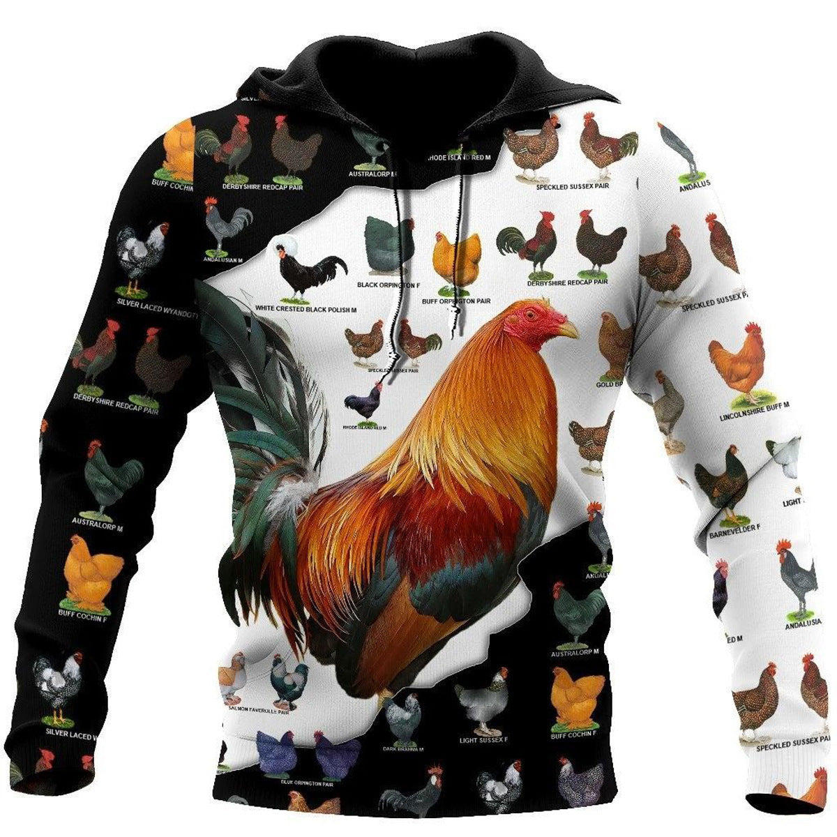 Cross Border New European And American Men''S Large Size Bodywear Meiqi Rooster Series Hooded Pullover Bodywear One Piece Customization E