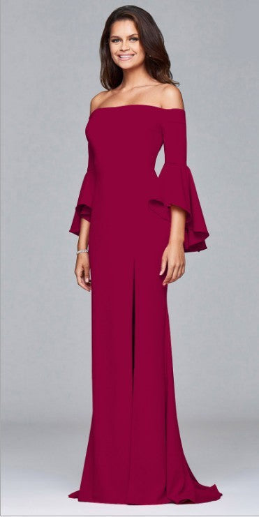 Red Long Dress Womens Sexy Evening Gown Lady Dress Wine Red