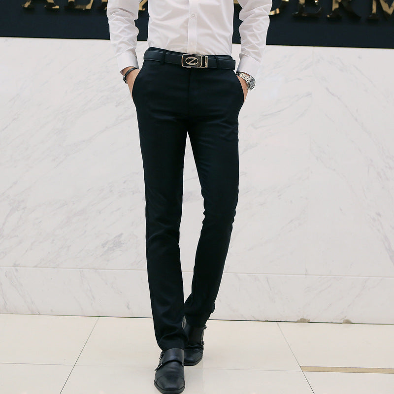 Casual business trousers men Korean slim-fit casual pants Black S