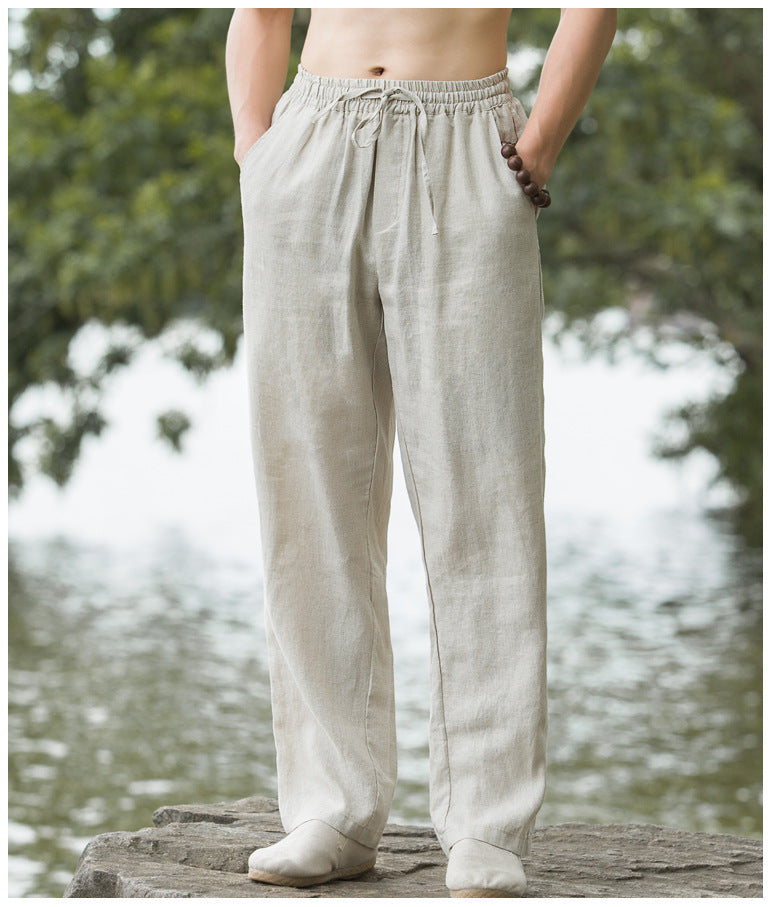Fashion Men's Linen Straight Casual Pants Linen