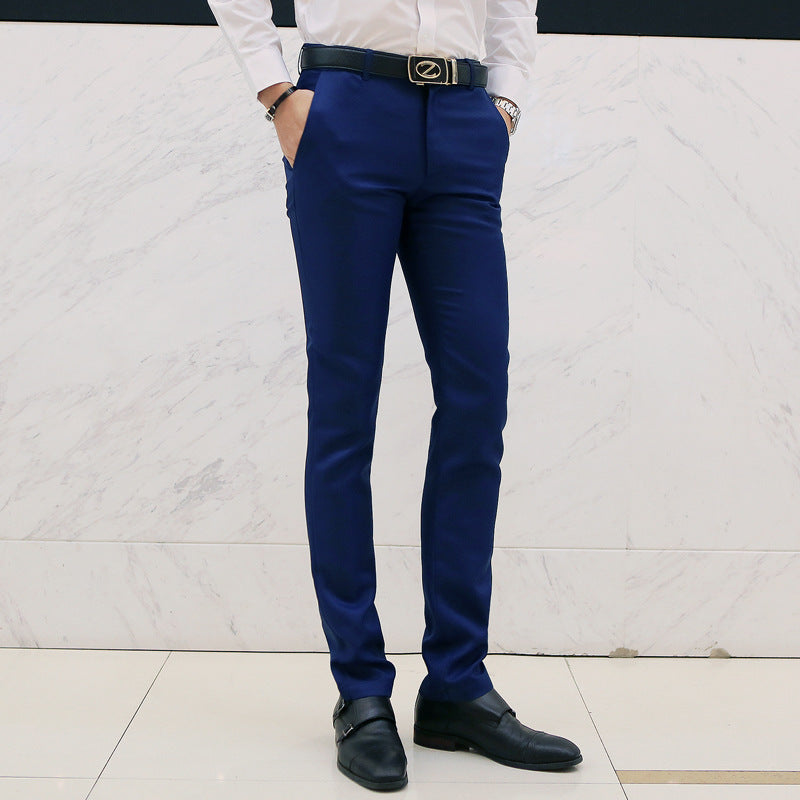 Casual business trousers men Korean slim-fit casual pants Sapphire