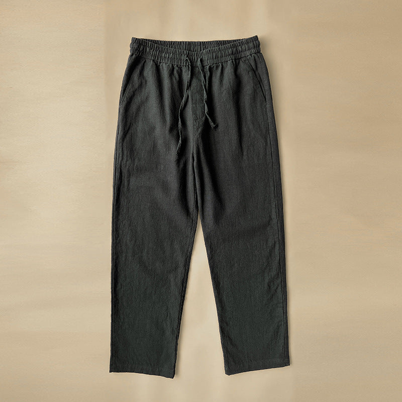 Men's Casual Pants White Baggy Straight Trousers Black
