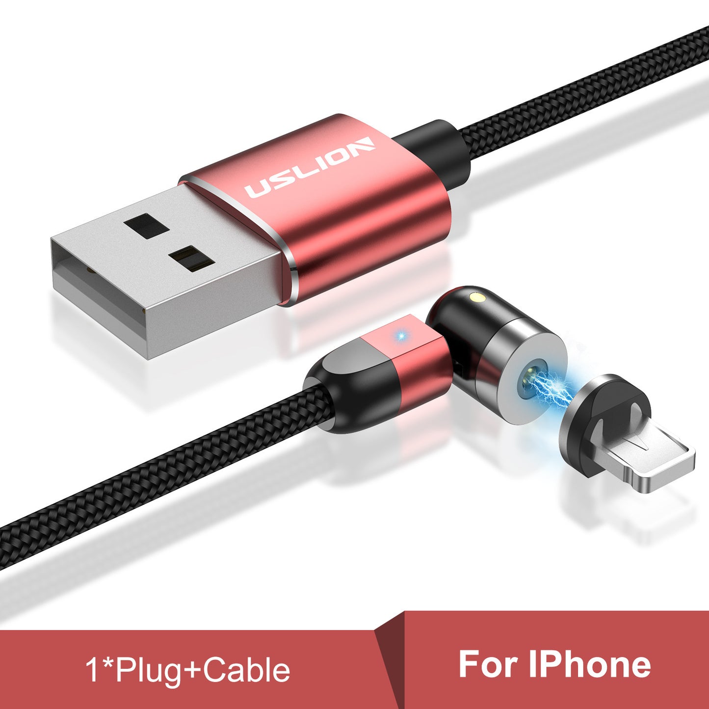Magnetic Data Cable Red For iphone 2m