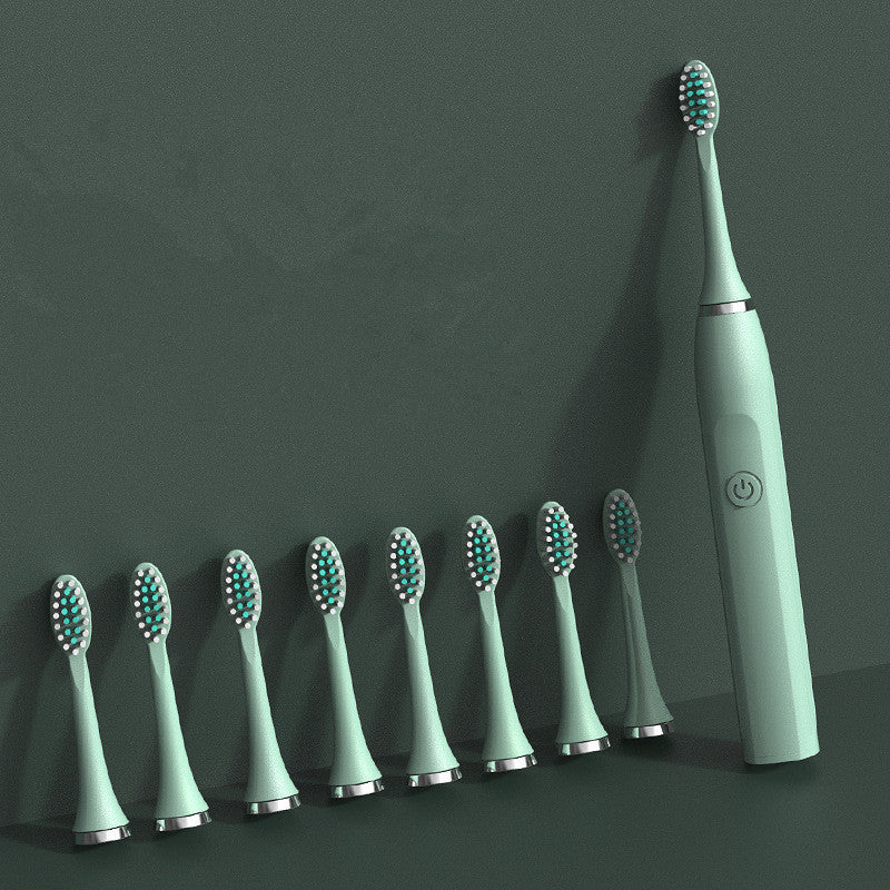 Rechargeable ultrasonic electric toothbrush Green 8broom head USB box