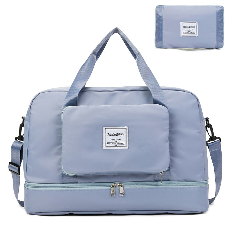 Foldable Travel Duffel Bags Sports Gym Tote Bag Women Blue