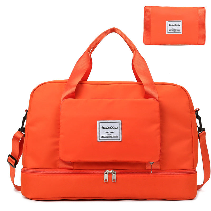 Foldable Travel Duffel Bags Sports Gym Tote Bag Women Orange