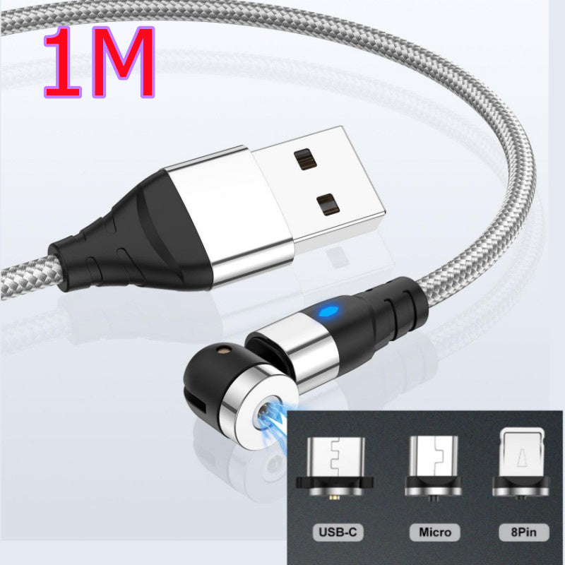 Magnetic Data Cable - Android/iOS/Type-C Silver 1M 3magnetic suction heads