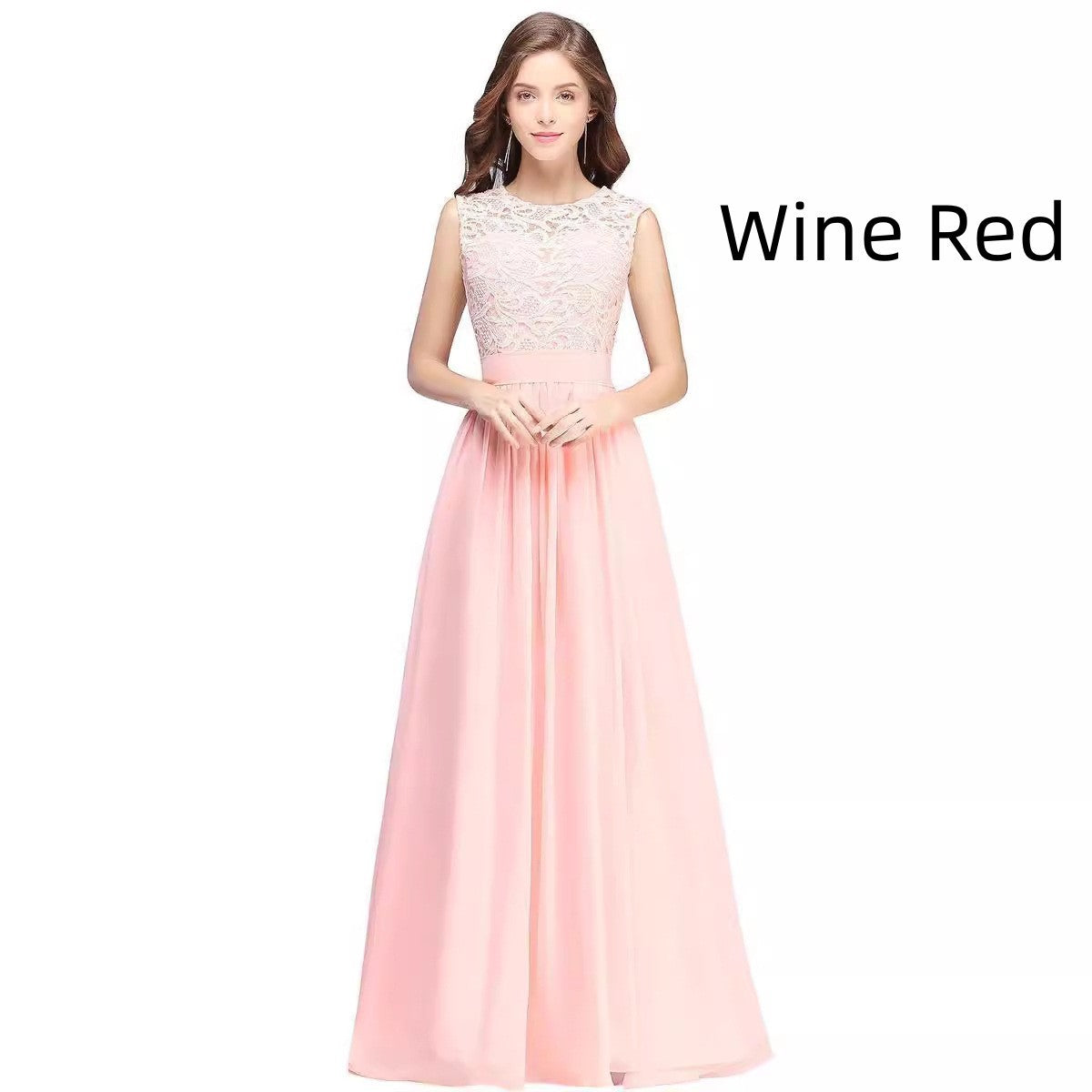 Sleeveless Sexy Elegant Wedding Party Dress Wine Red
