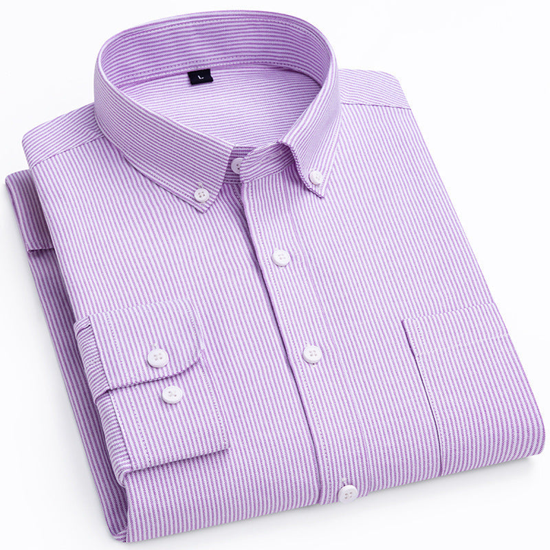Men's Oxford Woven Shirts Long Sleeve Korean Style C182 2