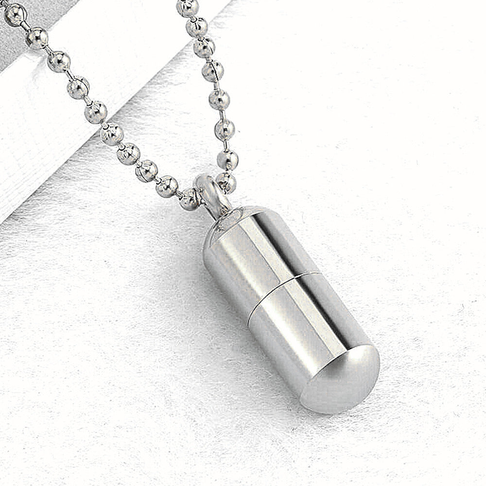 Perfume Bottle Pendant Detachable Capsule Titanium Steel Necklace