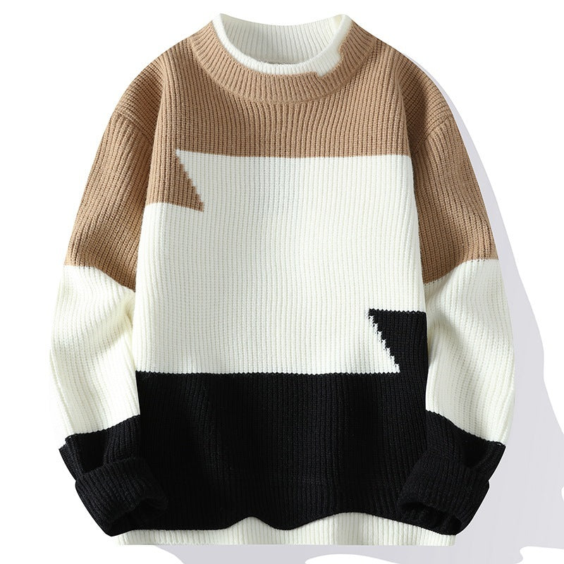 Round Neck Trend Hong Kong Style Fashion Loose Sweater Khakhi