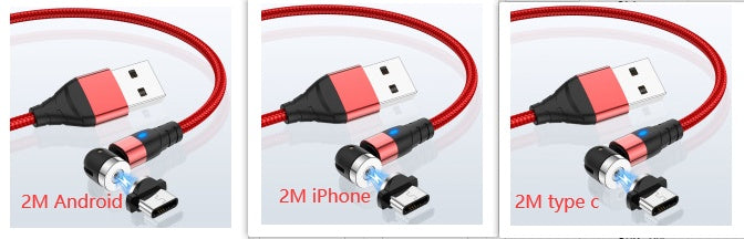 Magnetic Data Cable - Android/iOS/Type-C Red Set 2m