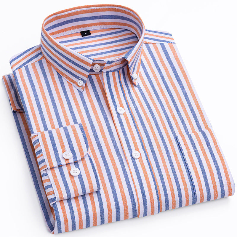Men's Oxford Woven Shirts Long Sleeve Korean Style CS182 5