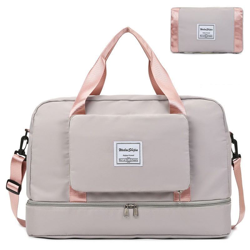 Foldable Travel Duffel Bags Sports Gym Tote Bag Women Light grey