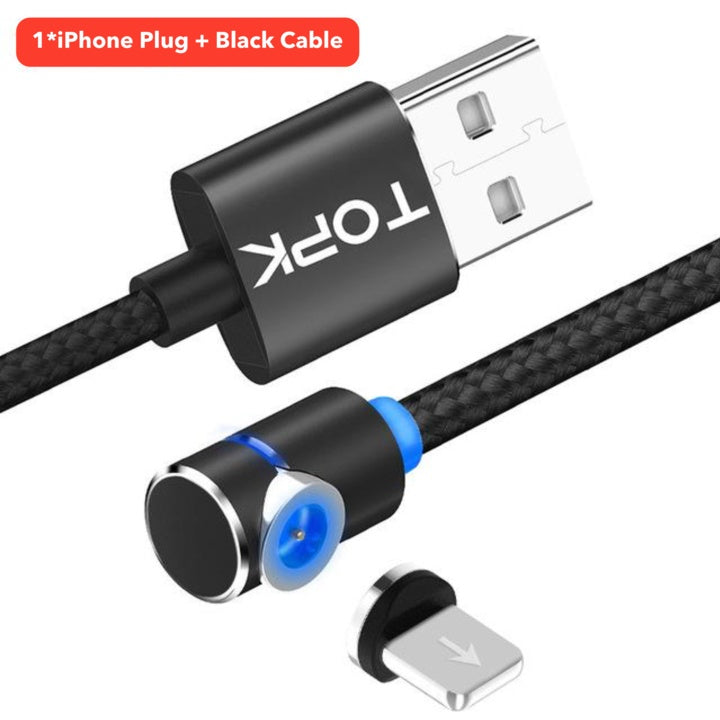 Magnetic Cable Micro USB Cable 360 Degree Rotation Magnetic Charge Phone Charging Wire Black