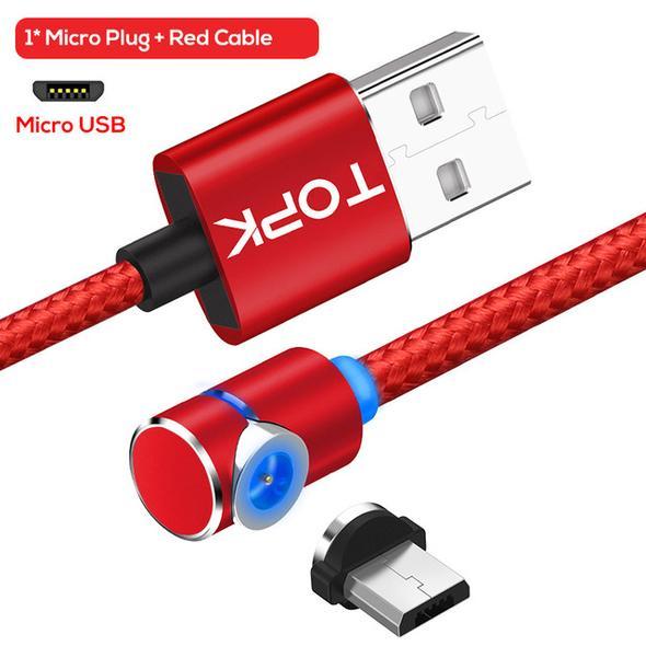 Magnetic Cable Micro USB Cable 360 Degree Rotation Magnetic Charge Phone Charging Wire Red