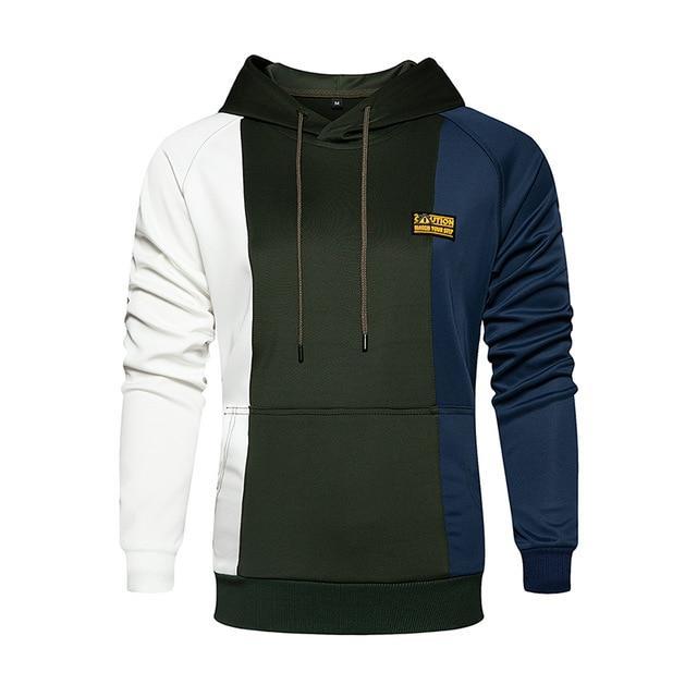 Fashion Cartoon Badge Hooded Sports Sweater Men Army Green