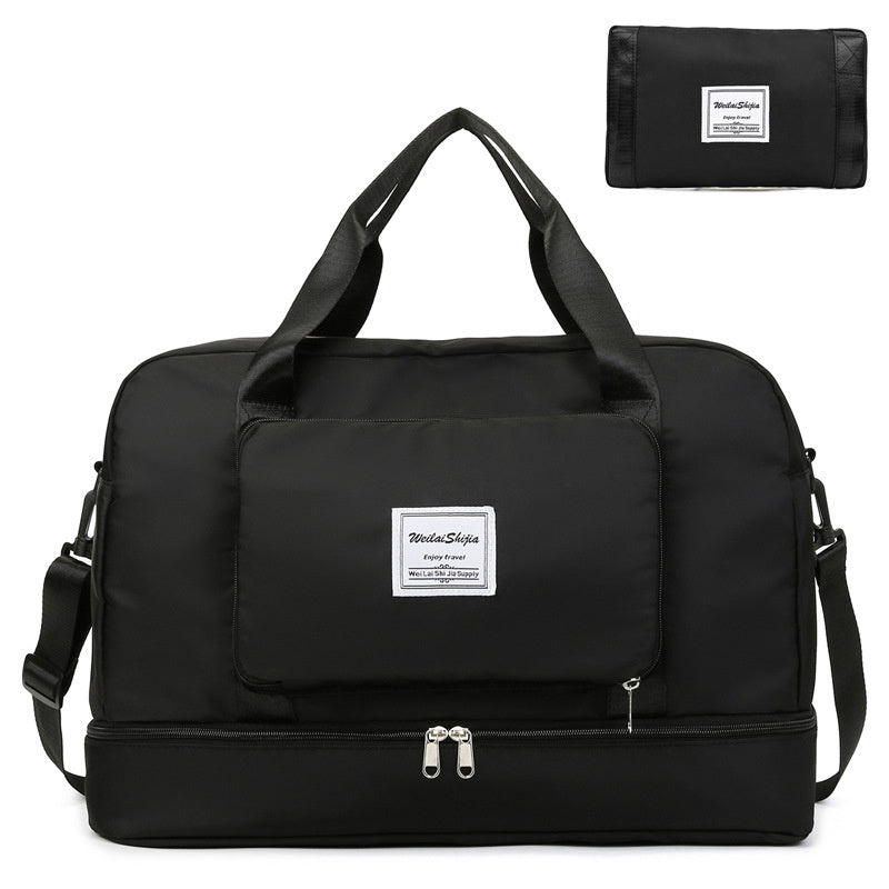 Foldable Travel Duffel Bags Sports Gym Tote Bag Women Black