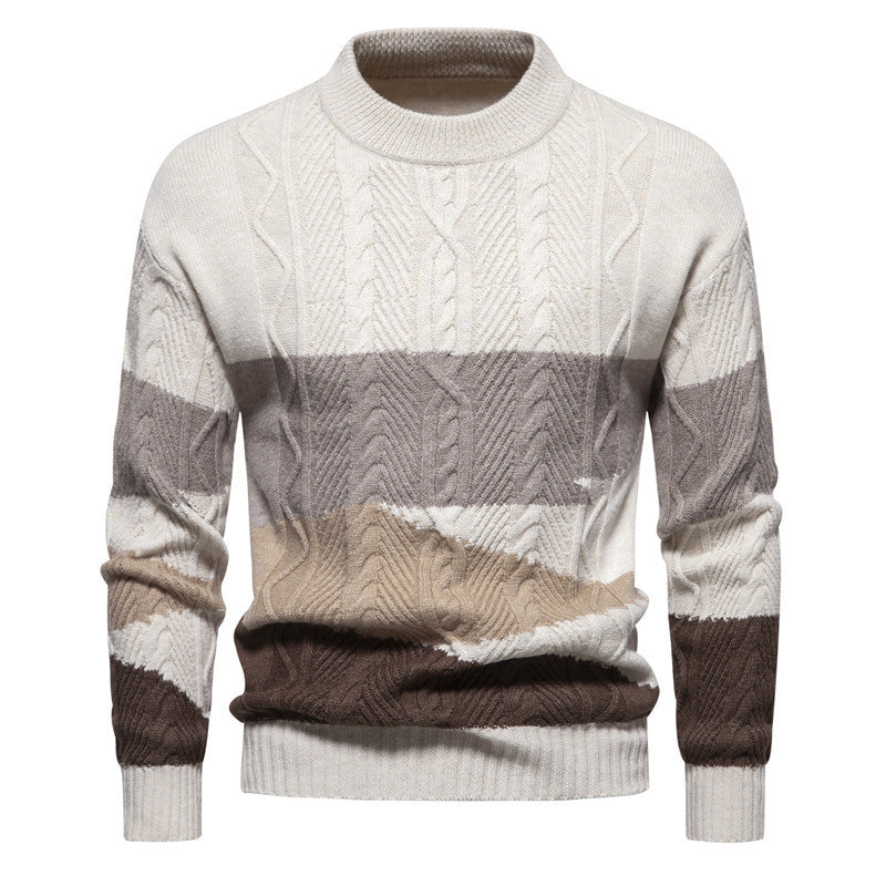 Knitwear Men's Casual Coat Autumn And Winter New Round Neck Sweater Khakhi Polyster