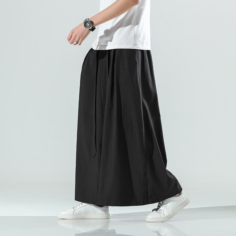 Oversized Loose Ice Silk Casual Pants Black