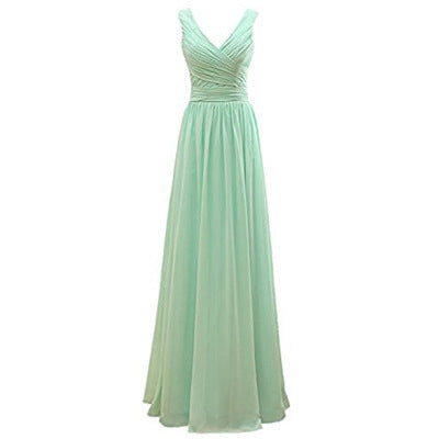 Three styles of bridesmaid dresses Green double shoulder