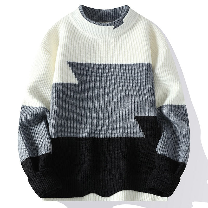 Round Neck Trend Hong Kong Style Fashion Loose Sweater White