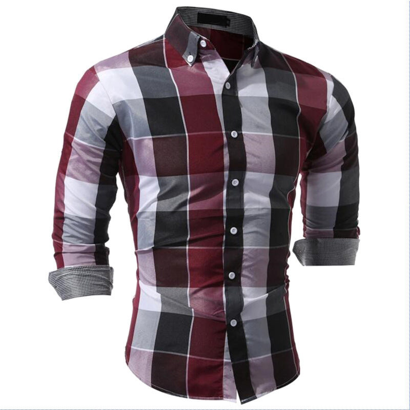 Classic Plaid Dress Shirts Red