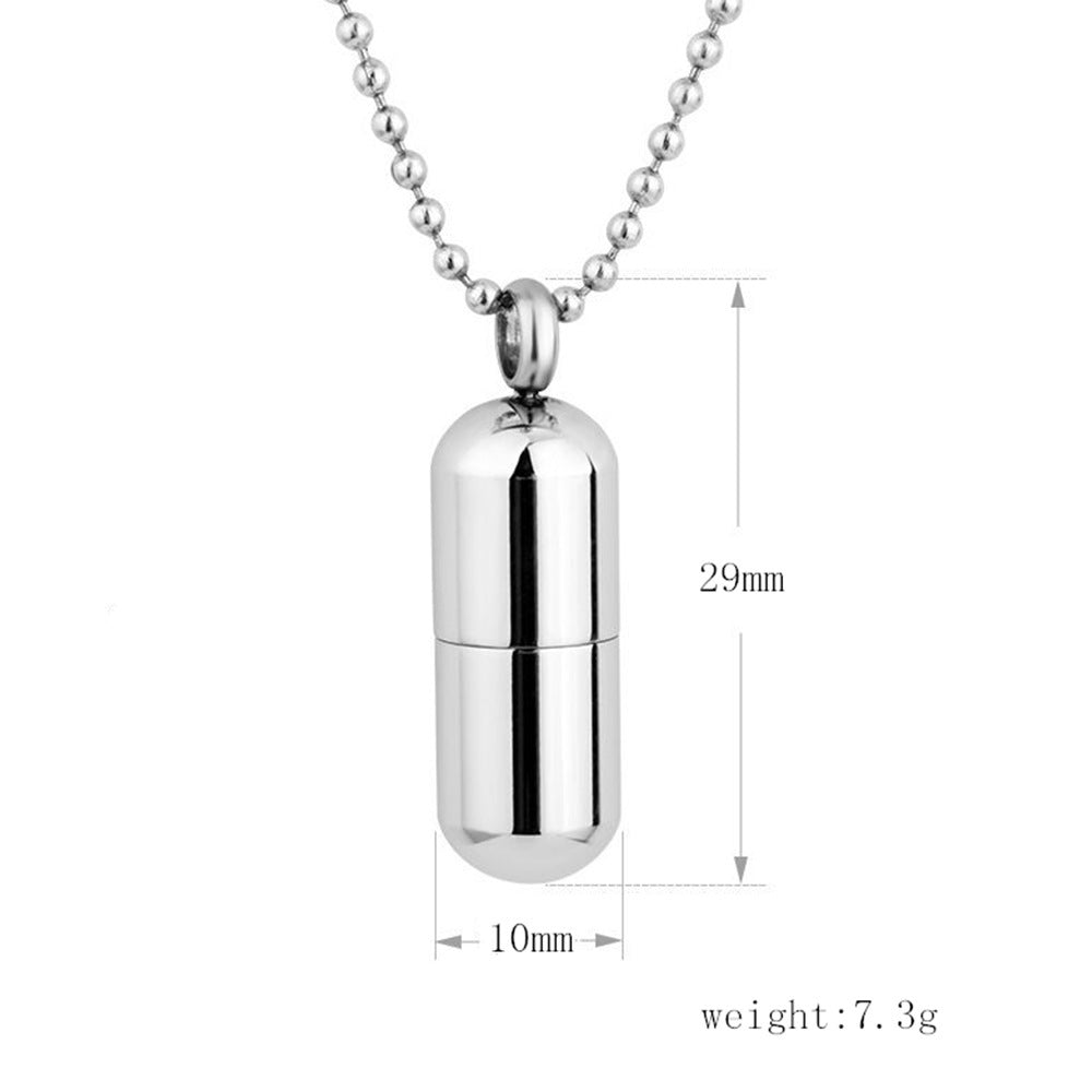 Perfume Bottle Pendant Detachable Capsule Titanium Steel Necklace