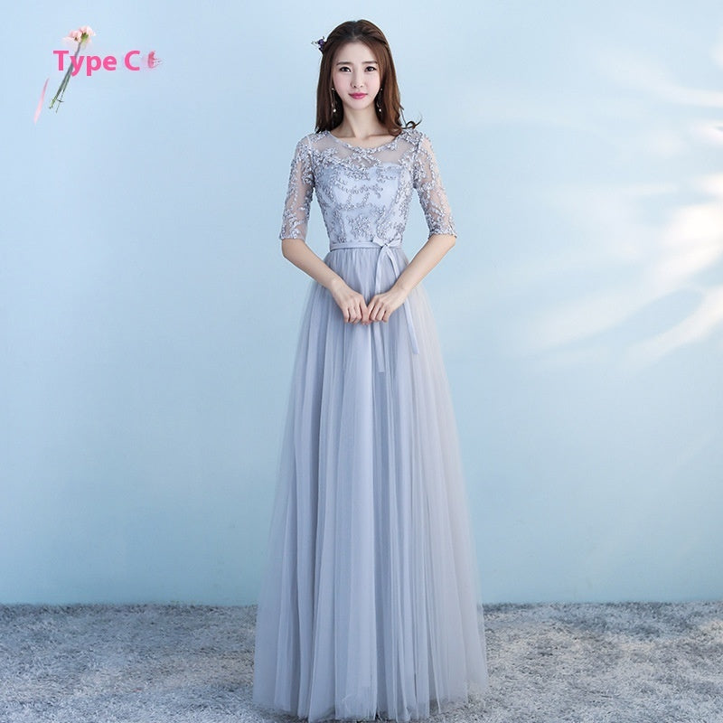 Long Bridesmaid Blue Wedding Dress Girlfriends Party Dress Type C