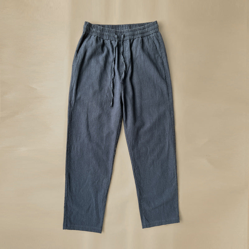 Men's Casual Pants White Baggy Straight Trousers Navy Blue