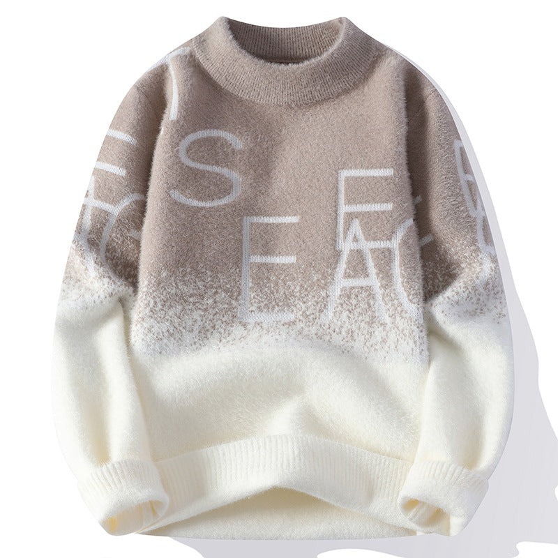 Half Turtleneck Velvet Gradient Sweater Khakhi