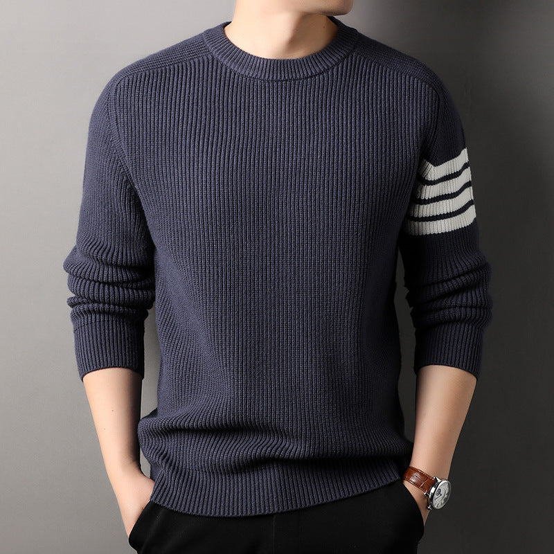 Loose-fitting Pullover Round-neck Men's Bottoming Shirt Blue Gray