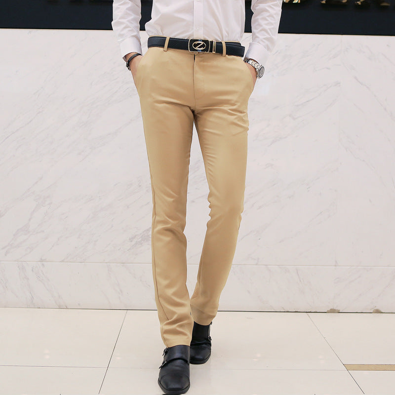 Casual business trousers men Korean slim-fit casual pants Khaki