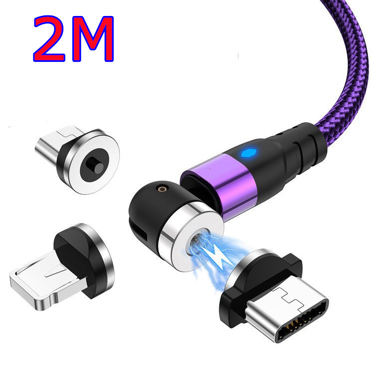 Magnetic Data Cable - Android/iOS/Type-C Purple 2M 3magnetic suction heads