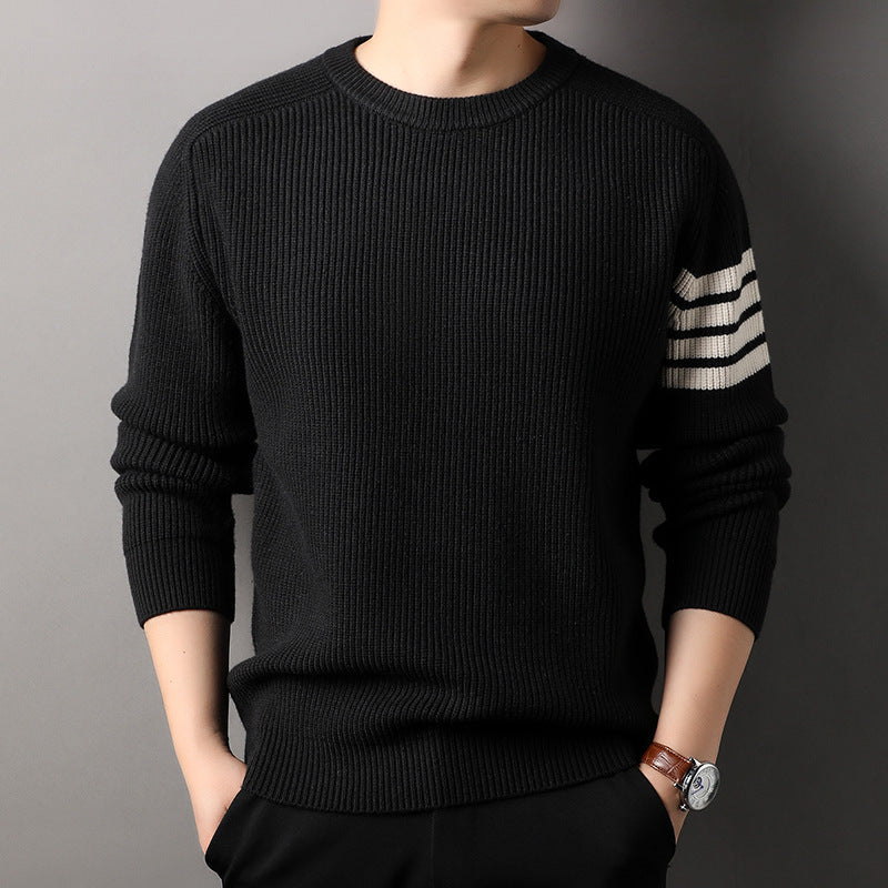 Loose-fitting Pullover Round-neck Men's Bottoming Shirt Black