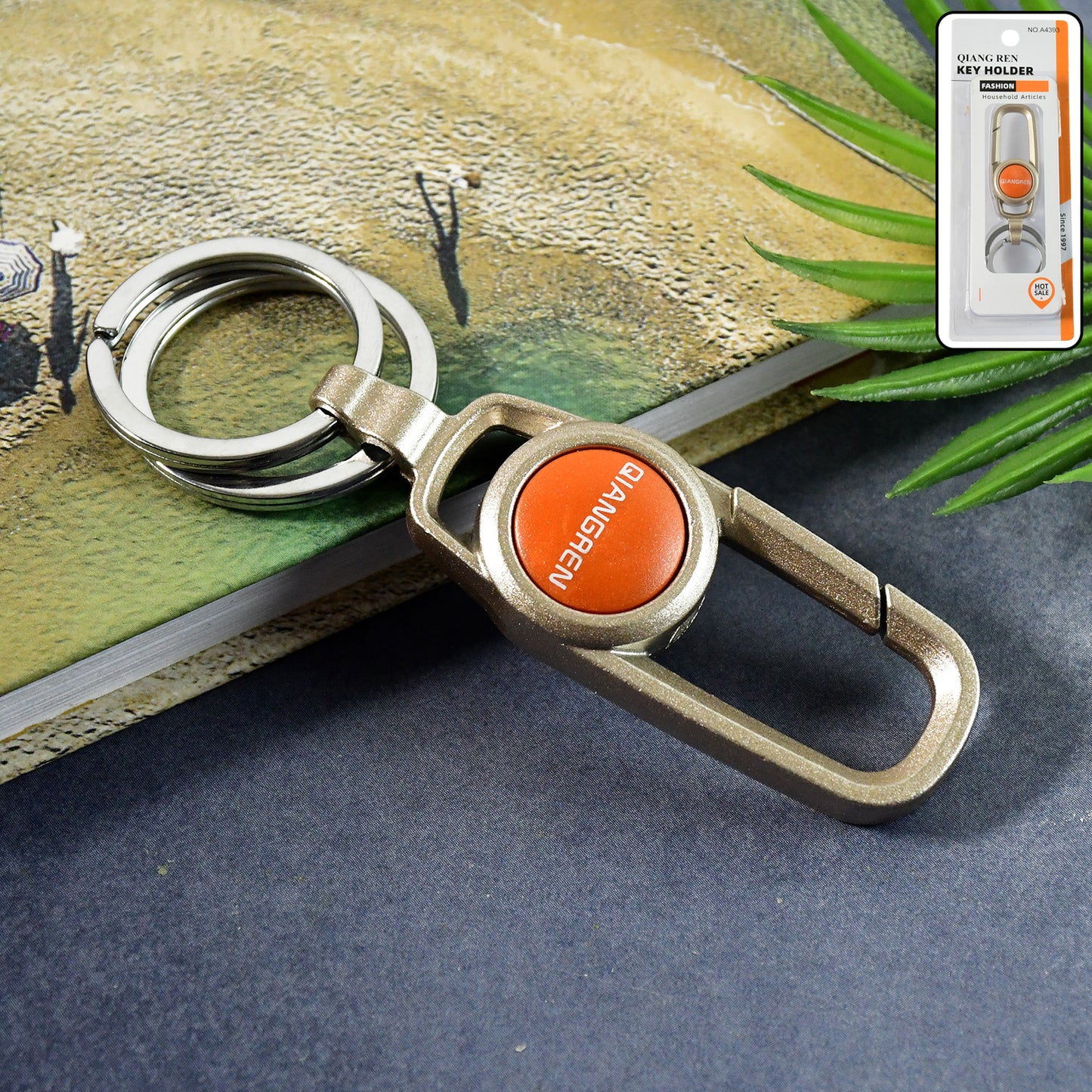 Premium Metal Keychain Carabiner Clip Hook With Dual Key Rings (1 Pc)