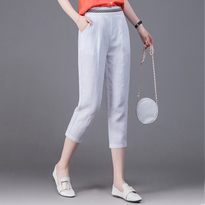 Linen Pants Summer New Loose Harem Pants Women White