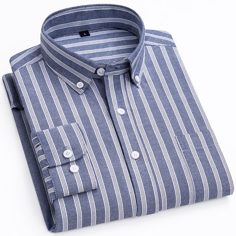 Men's Oxford Woven Shirts Long Sleeve Korean Style CS182 6